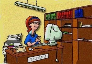 Disegno di segretaria al lavoro in ufficio